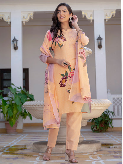 Orange Pure Soft Rayon Print Salwar Suit 