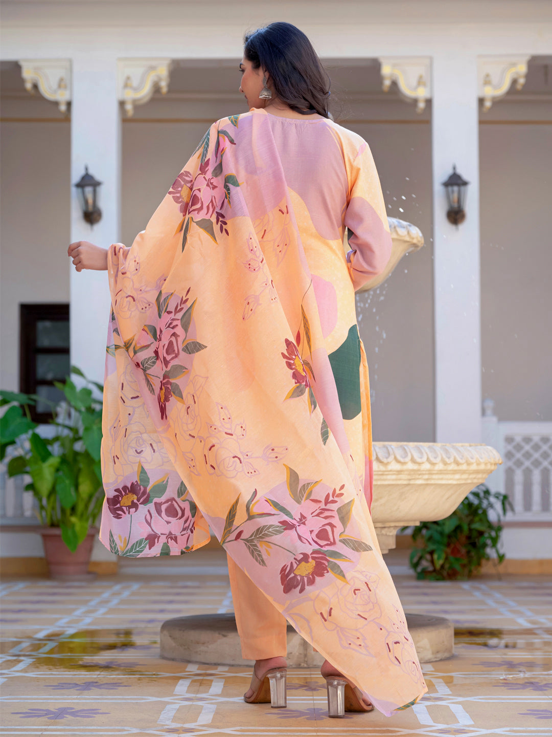 Orange Pure Soft Rayon Print Salwar Suit 