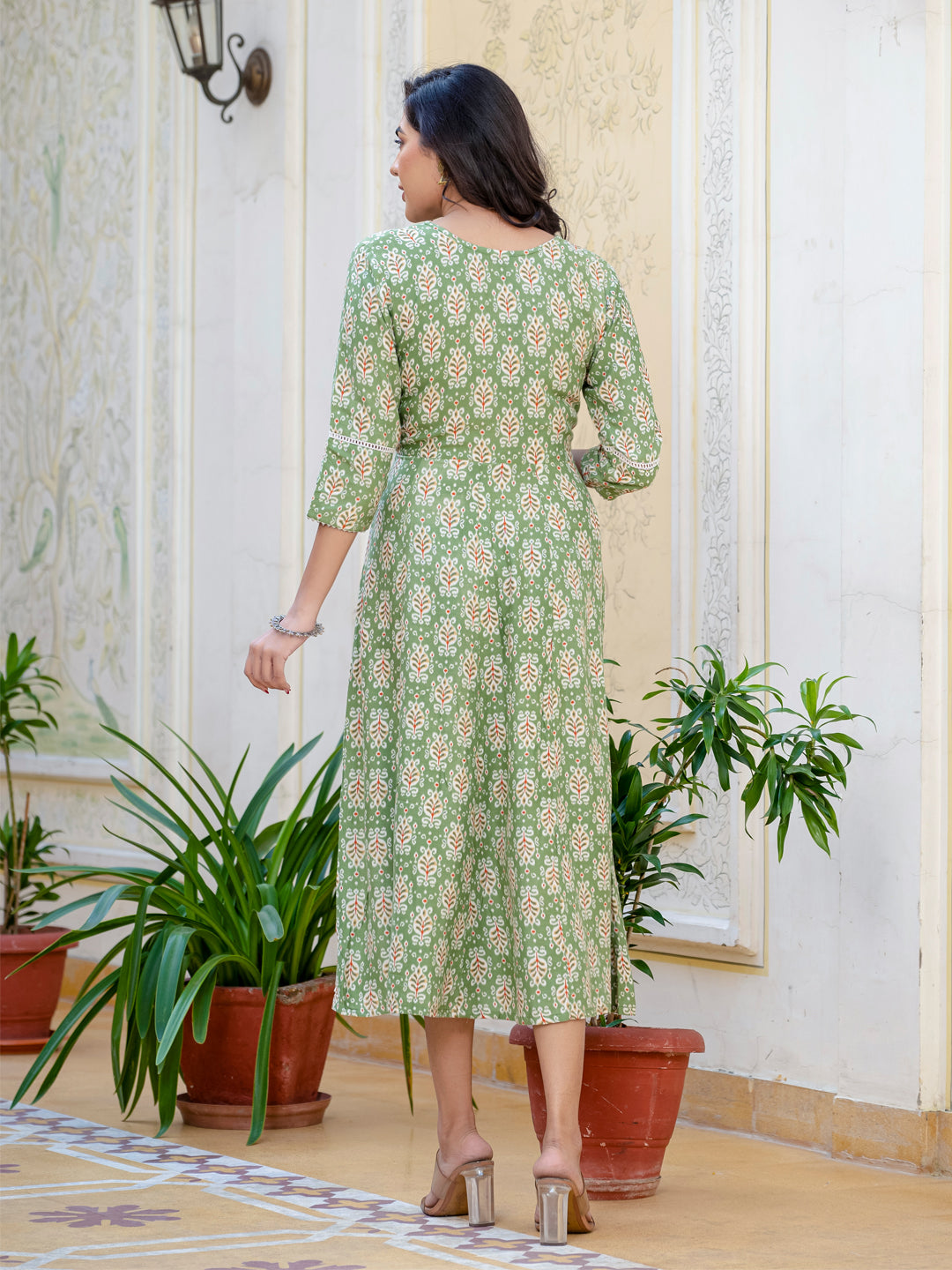 Green Pure Soft Rayon Print With Embroidery Work Kurti 