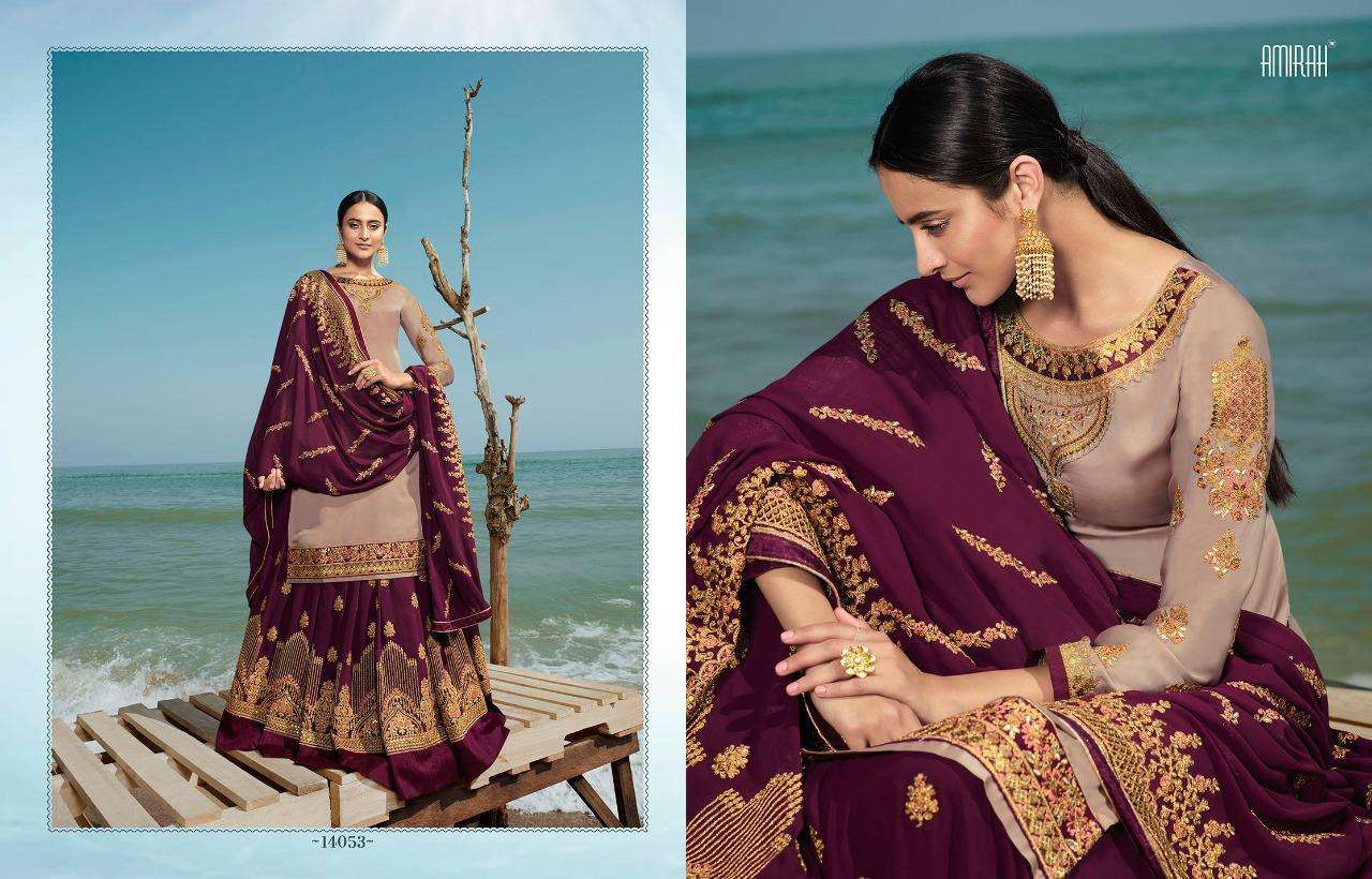 Amirah Present Husn 14051-14058 Series Satin Georgette Lehenga Style Suits