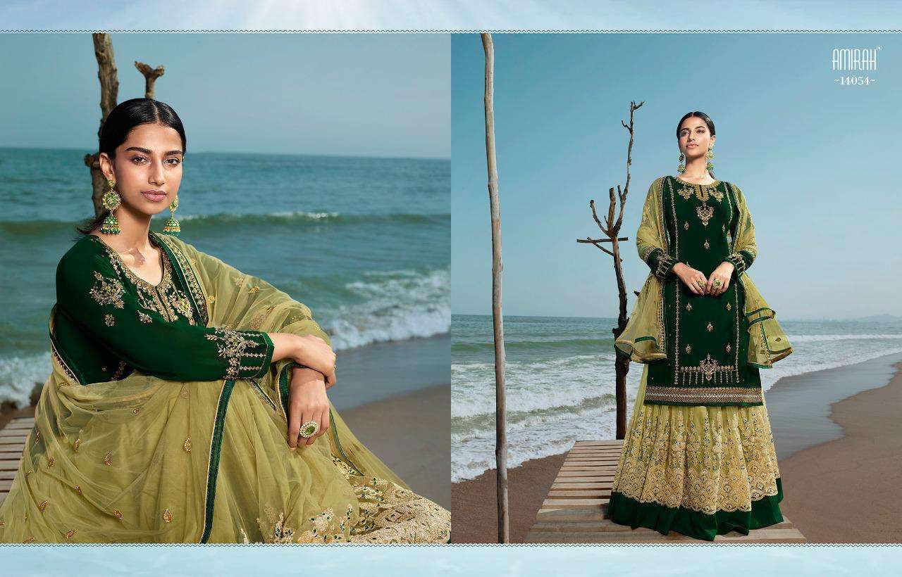 Amirah Present Husn 14051-14058 Series Satin Georgette Lehenga Style Suits