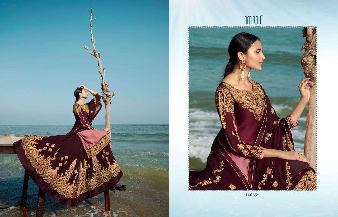 Amirah Present Husn 14051-14058 Series Satin Georgette Lehenga Style Suits