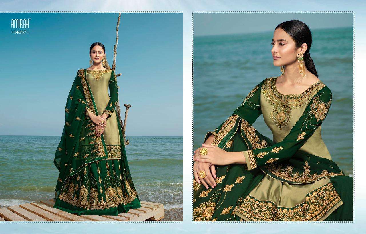 Amirah Present Husn 14051-14058 Series Satin Georgette Lehenga Style Suits