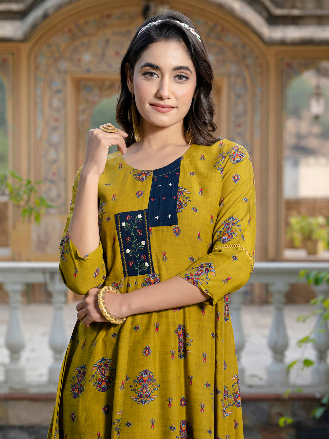 Mehndi Pure Soft Rayon Print With Embroidery Work Kurti ##color##  with premium fabric and embroidery