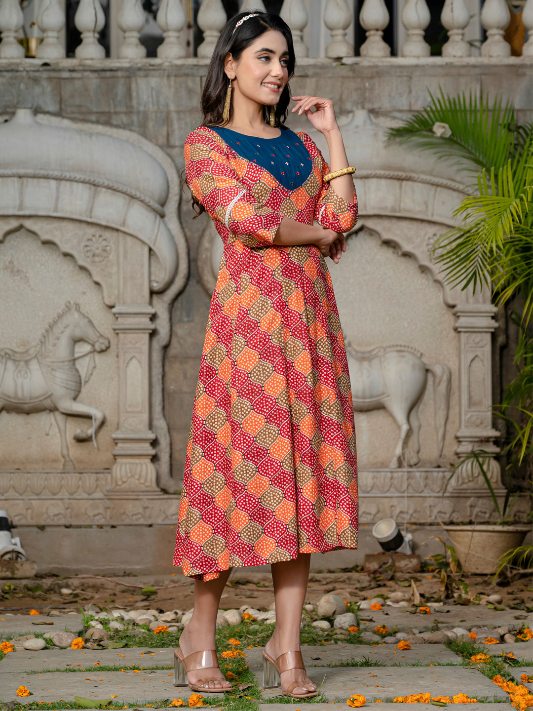 Multi Pure Soft Rayon Print With Embroidery Work Kurti 