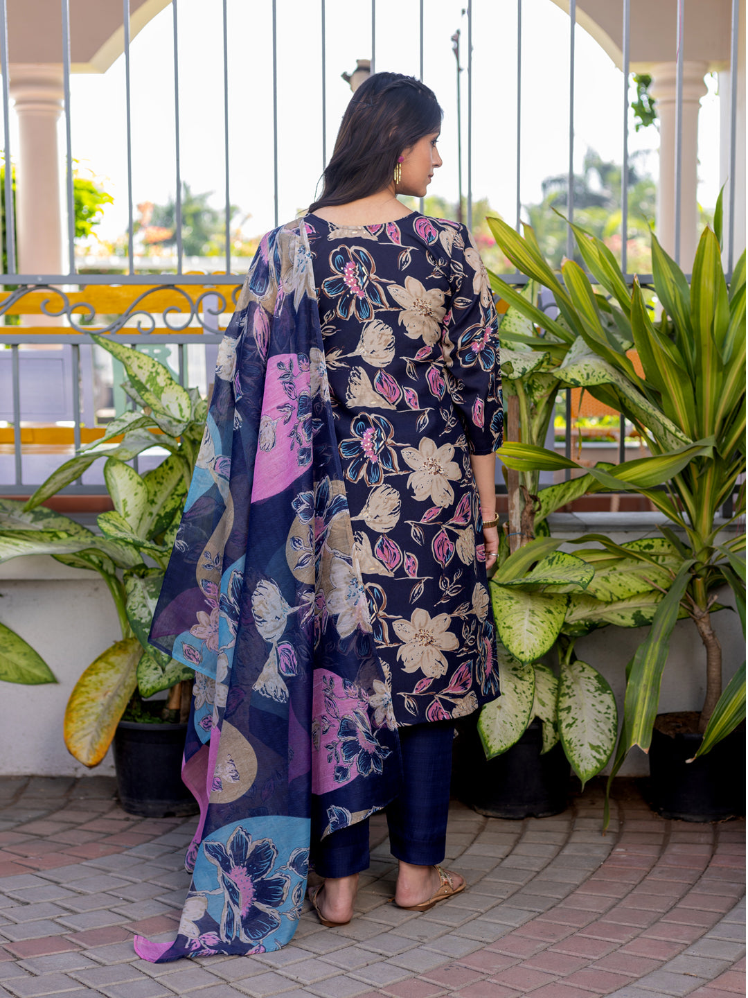 Navy Blue Pure Soft Cotton Blend Print Salwar Suit 