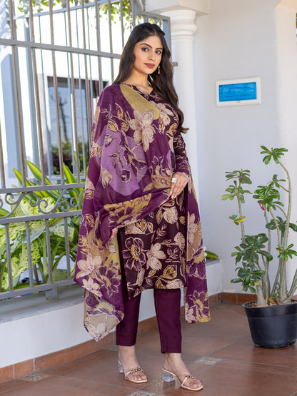Purple Pure Soft Cotton Blend Print Salwar Suit 