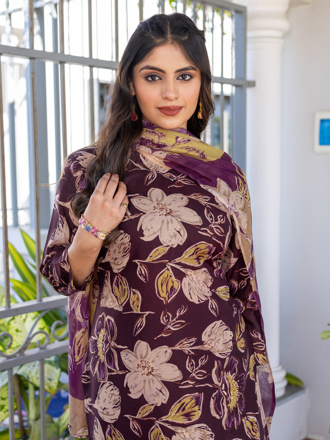 Purple Pure Soft Cotton Blend Print Salwar Suit 