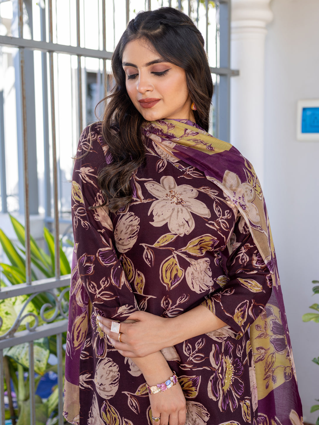 Purple Pure Soft Cotton Blend Print Salwar Suit 