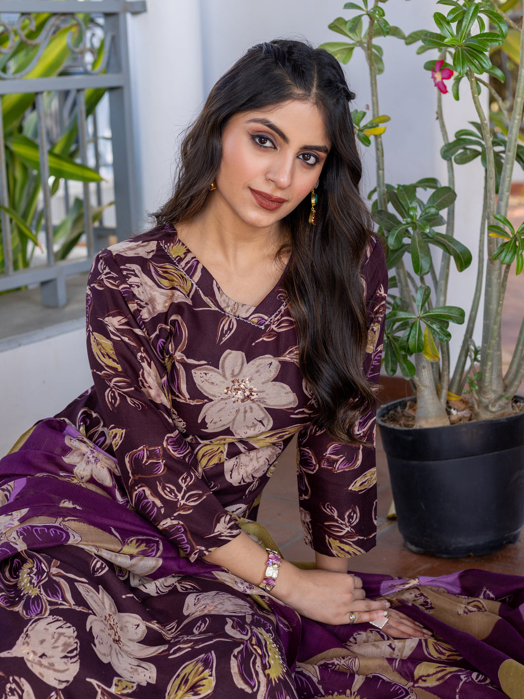 Purple Pure Soft Cotton Blend Print Salwar Suit 
