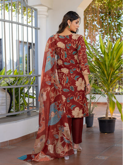 Rust Pure Soft Cotton Blend Print Salwar Suit 