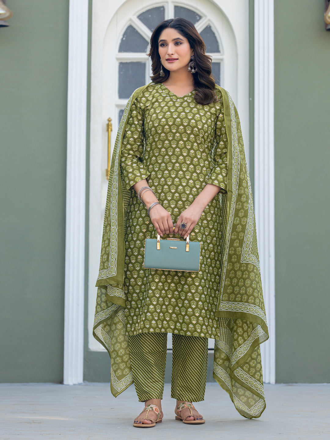 Mehndi Pure Soft Cotton Blend Print Salwar Suit 