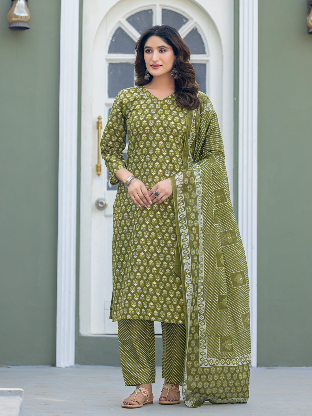 Mehndi Pure Soft Cotton Blend Print Salwar Suit 