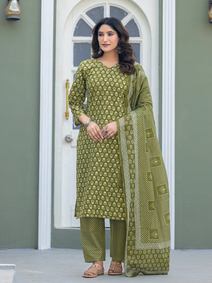 Mehndi Pure Soft Cotton Blend Print Salwar Suit 