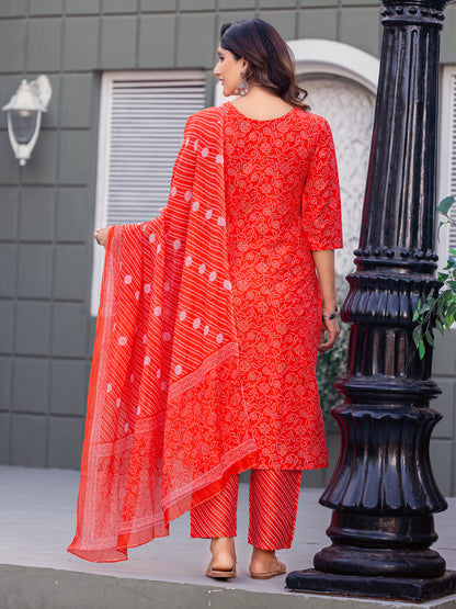 Orange Pure Soft Cotton Blend Print Salwar Suit 