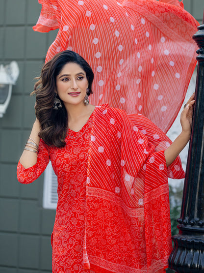 Orange Pure Soft Cotton Blend Print Salwar Suit 