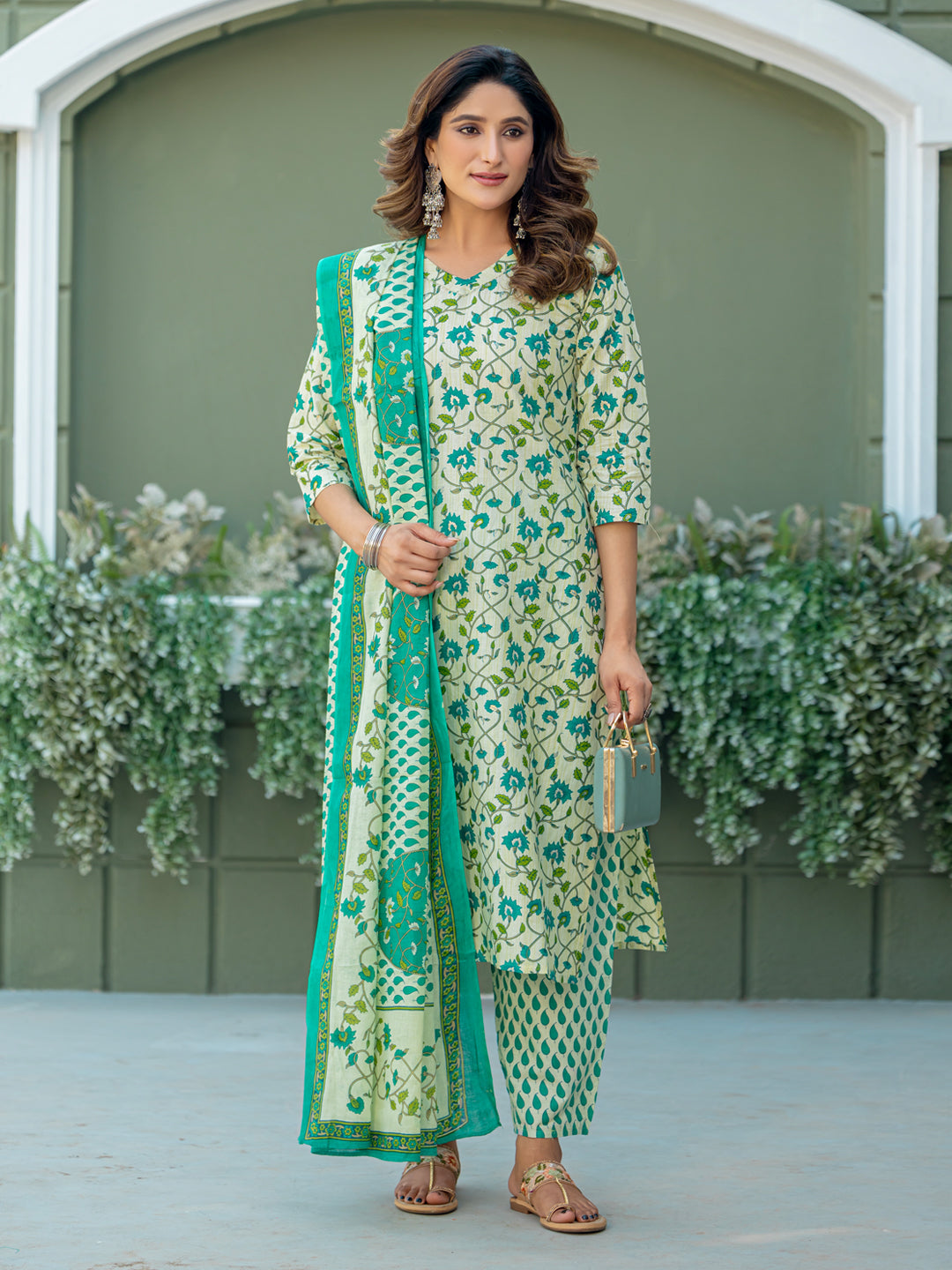 Pista Pure Soft Cotton Blend Print Salwar Suit ##color## Salwar Suit. with premium fabric and embroidery