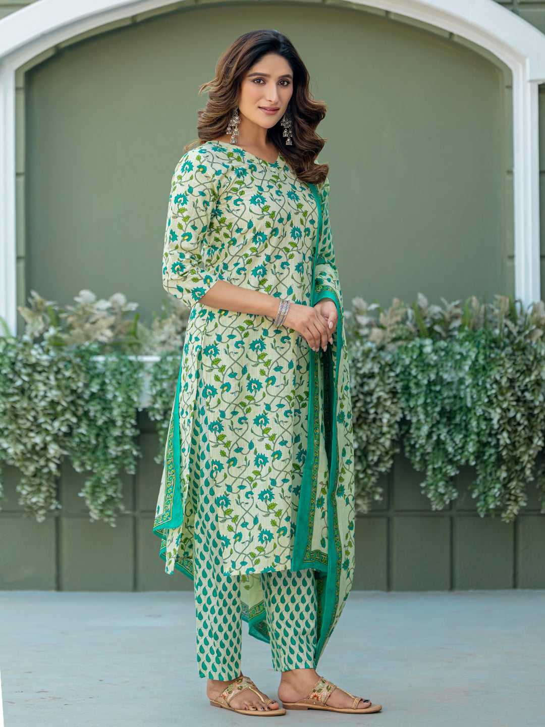 Pista Pure Soft Cotton Blend Print Salwar Suit ##color## Salwar Suit. with premium fabric and embroidery