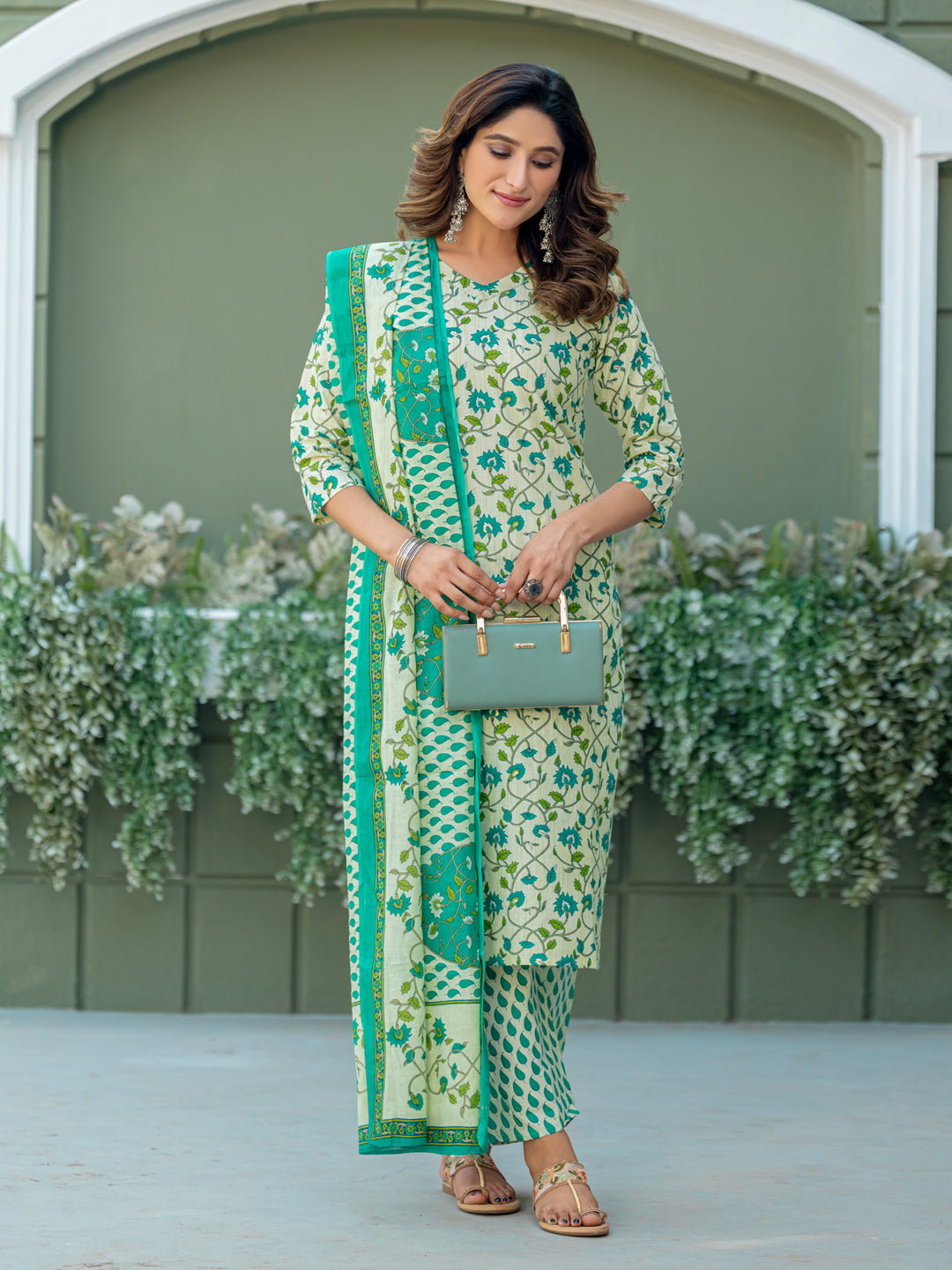 Pista Pure Soft Cotton Blend Print Salwar Suit ##color## Salwar Suit. with premium fabric and embroidery