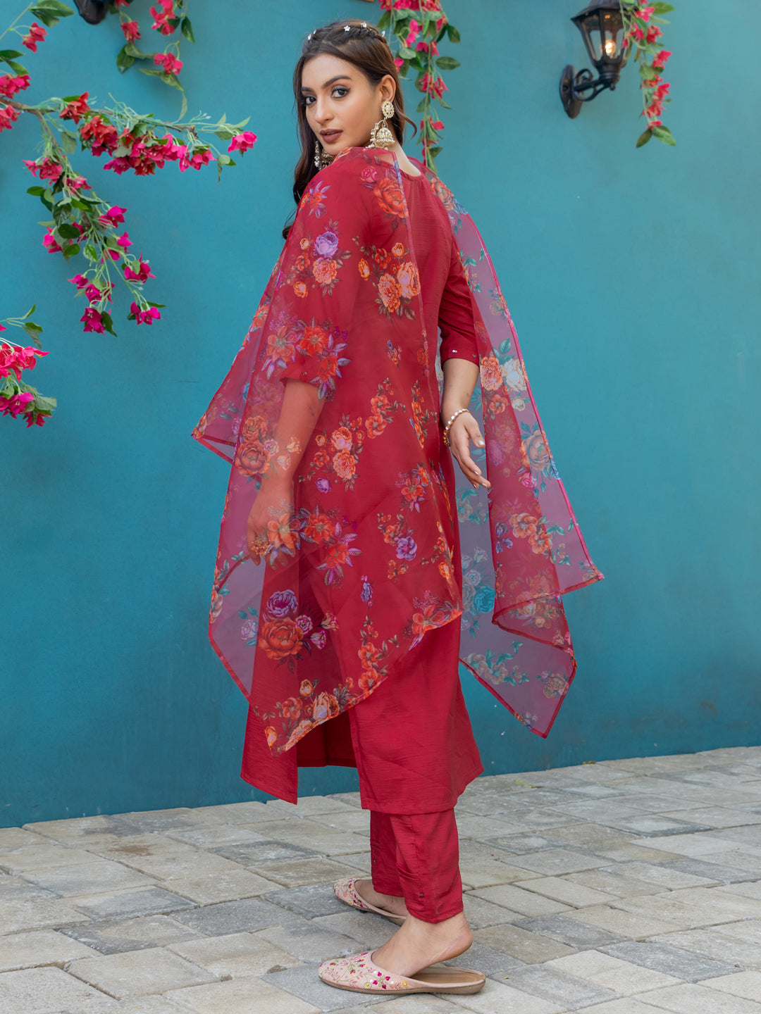 Maroon Pure Soft Silk With Hand Work Salwar Suit 