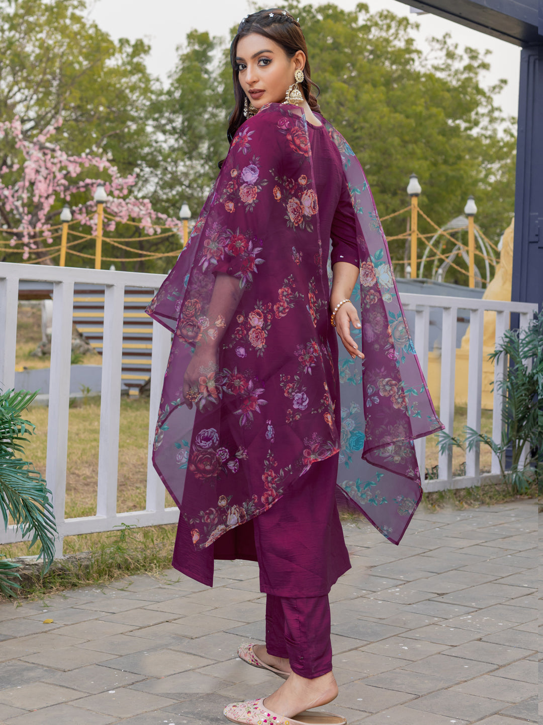 Purple Pure Soft Silk With Hand Work Salwar Suit 
