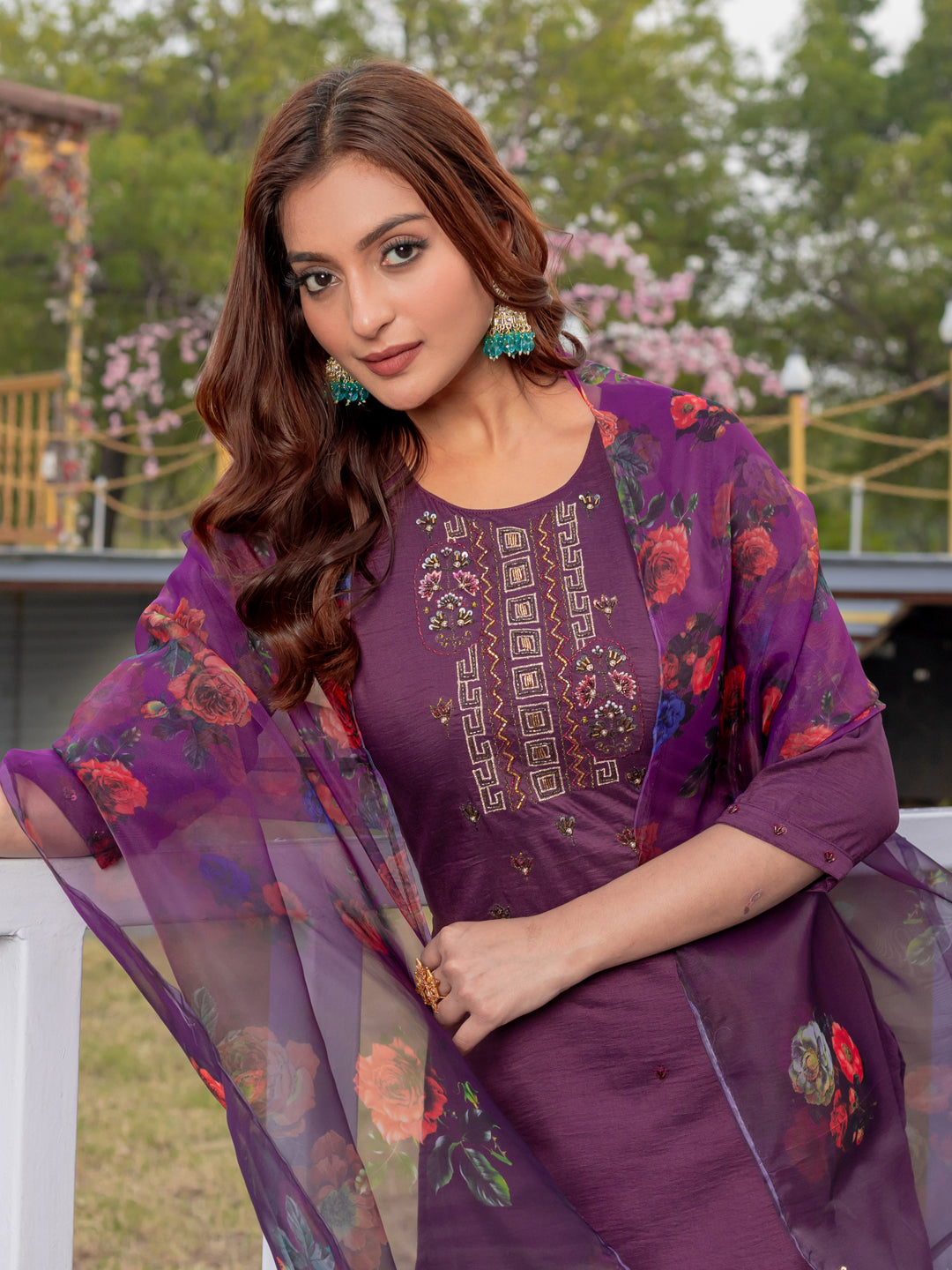 Purple Pure Soft Silk With Hand Work Salwar Suit 