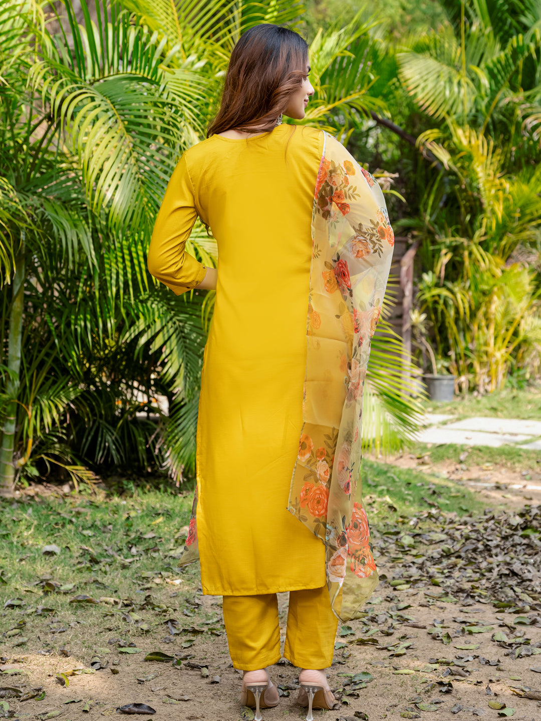 Yellow Pure Soft Silk With Hand Work Salwar Suit 