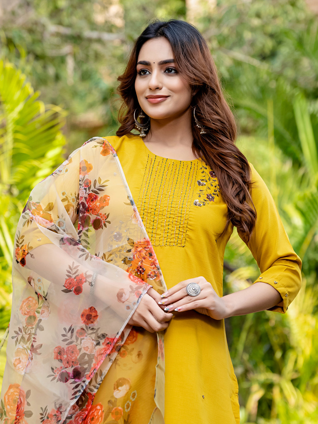 Yellow Pure Soft Silk With Hand Work Salwar Suit 