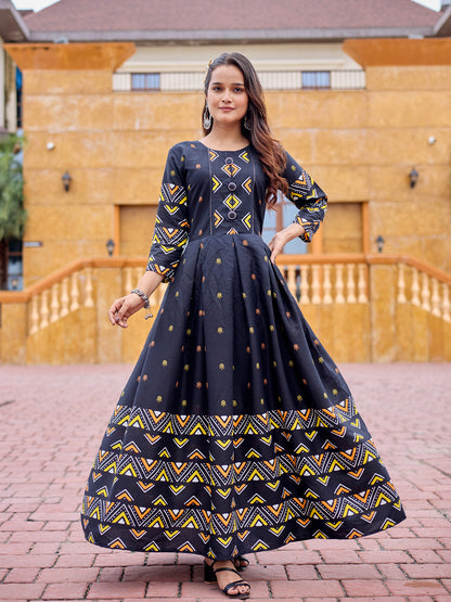 Black Pure Soft Rayon Print With Embroidery Work Kurti 