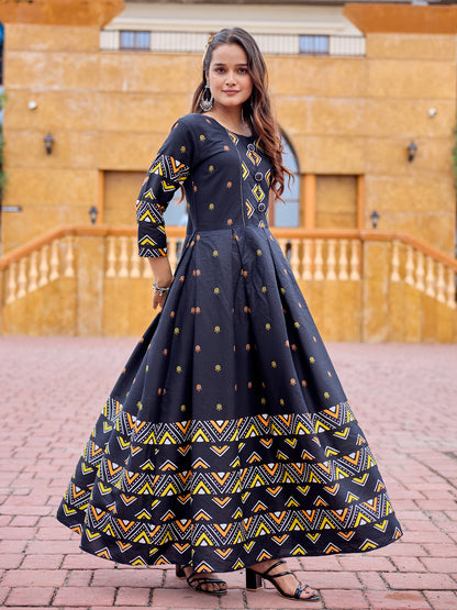 Black Pure Soft Rayon Print With Embroidery Work Kurti 