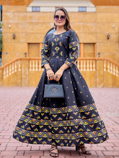 Black Pure Soft Rayon Print With Embroidery Work Kurti 