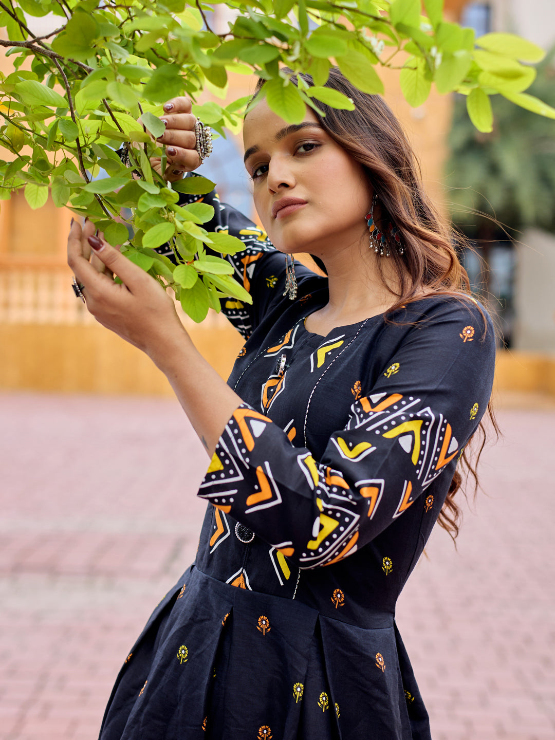 Black Pure Soft Rayon Print With Embroidery Work Kurti ##color##  with premium fabric and embroidery