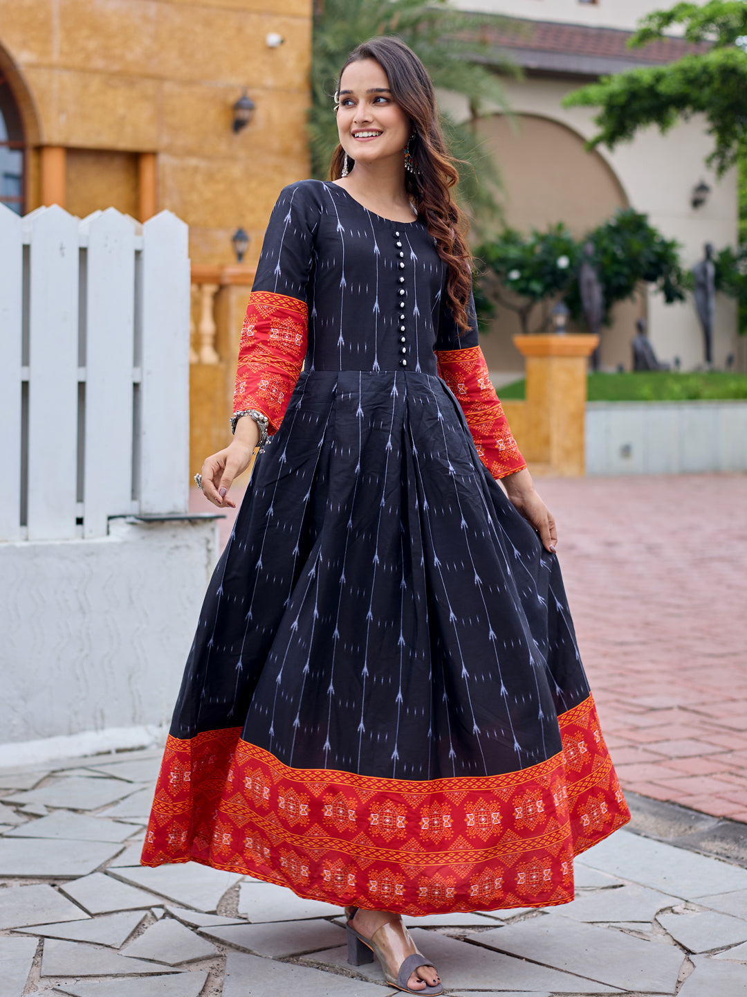 Black Pure Soft Rayon Print With Embroidery Work Kurti 