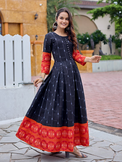 Black Pure Soft Rayon Print With Embroidery Work Kurti 