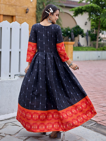 Black Pure Soft Rayon Print With Embroidery Work Kurti 