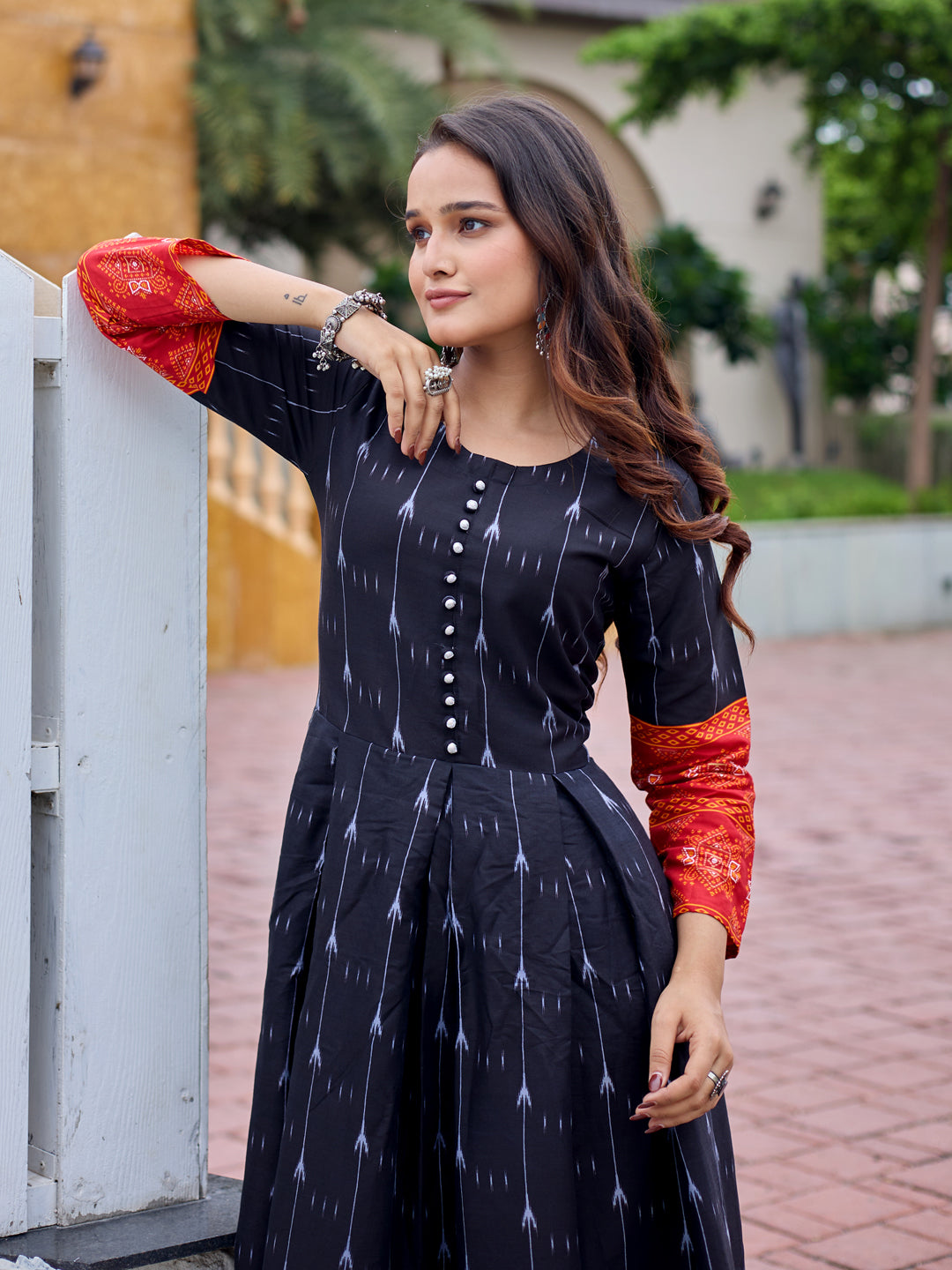 Black Pure Soft Rayon Print With Embroidery Work Kurti ##color##  with premium fabric and embroidery
