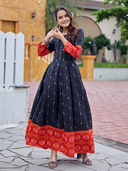 Black Pure Soft Rayon Print With Embroidery Work Kurti 