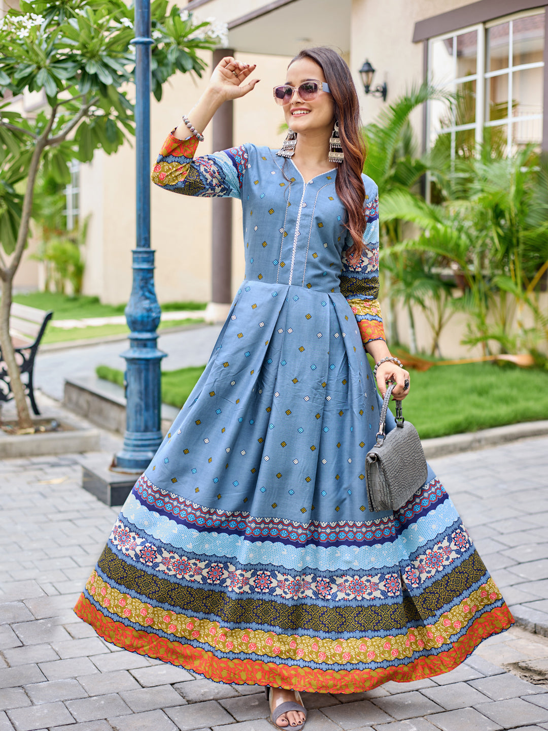 Grey Pure Soft Rayon Print With Embroidery Work Kurti 