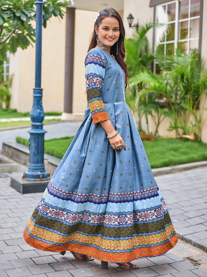 Grey Pure Soft Rayon Print With Embroidery Work Kurti 