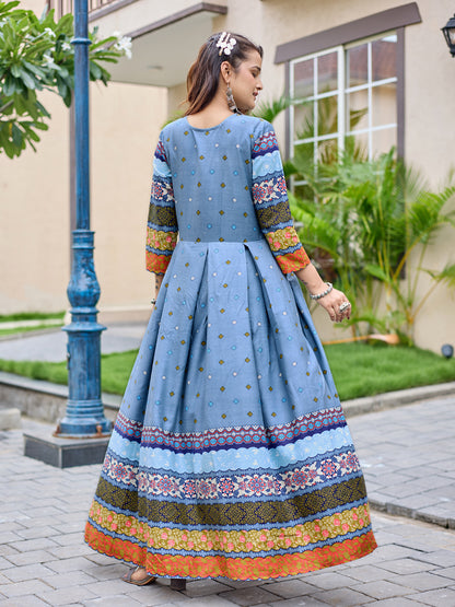 Grey Pure Soft Rayon Print With Embroidery Work Kurti 