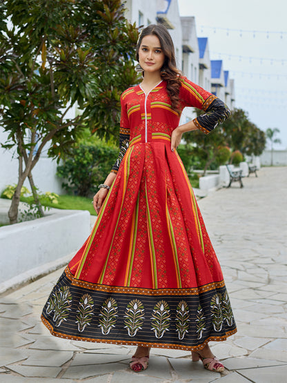 Maroon Pure Soft Rayon Print With Embroidery Work Kurti 