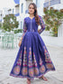 NavyBlue Pure Soft Rayon Print With Embroidery Work Kurti 