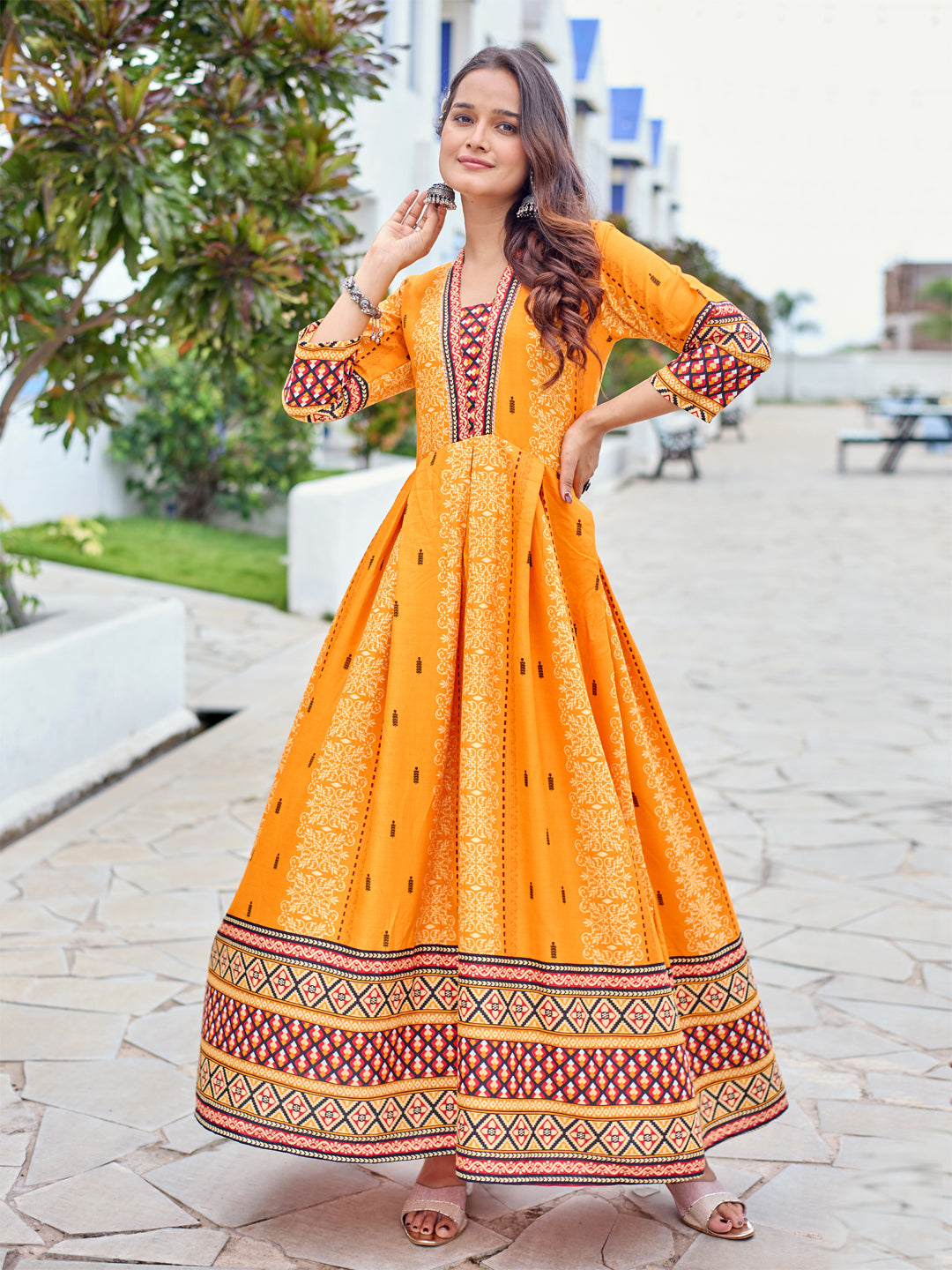 Orange Pure Soft Rayon Print With Embroidery Work Kurti ##color##  with premium fabric and embroidery