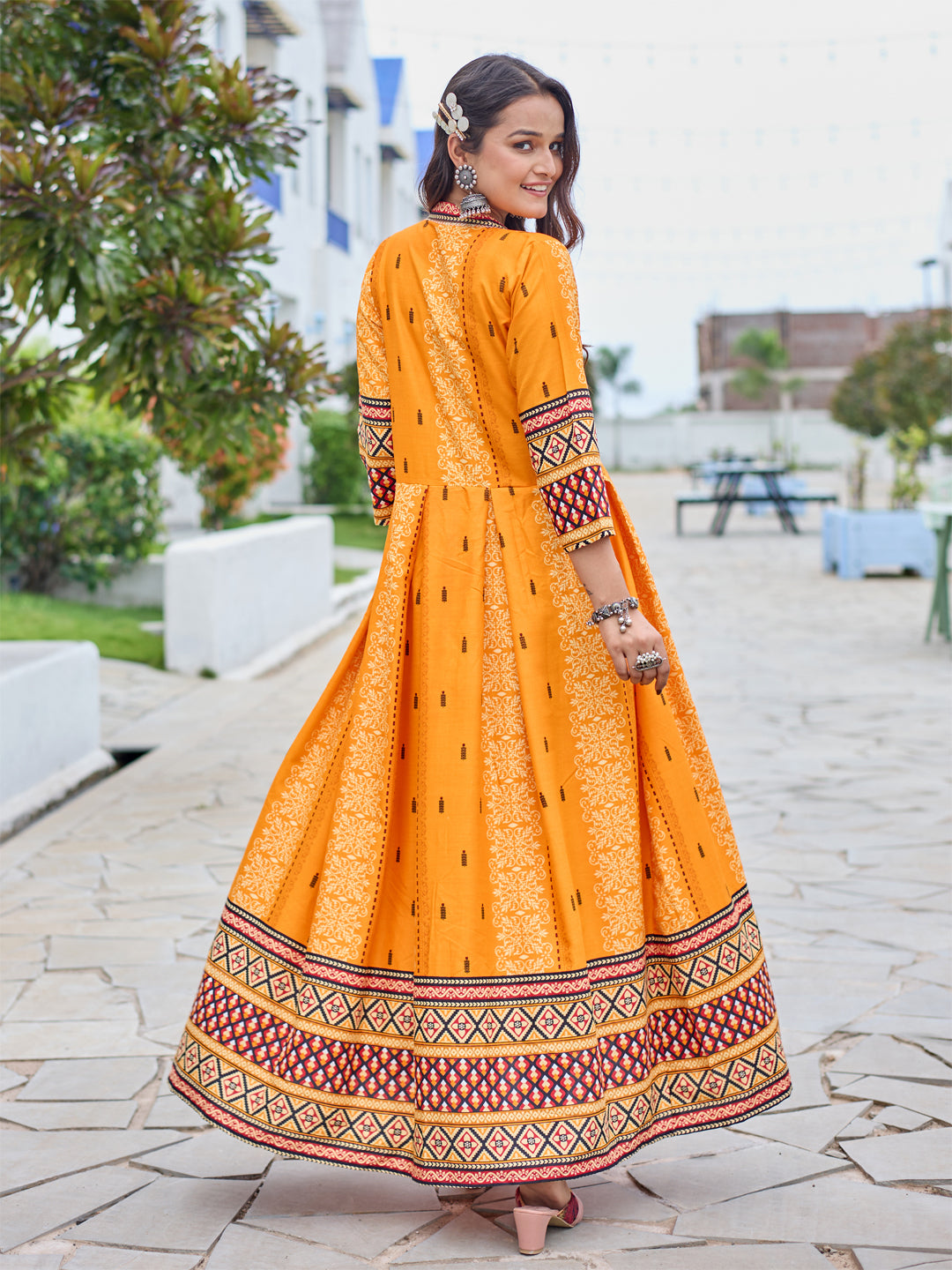 Orange Pure Soft Rayon Print With Embroidery Work Kurti 