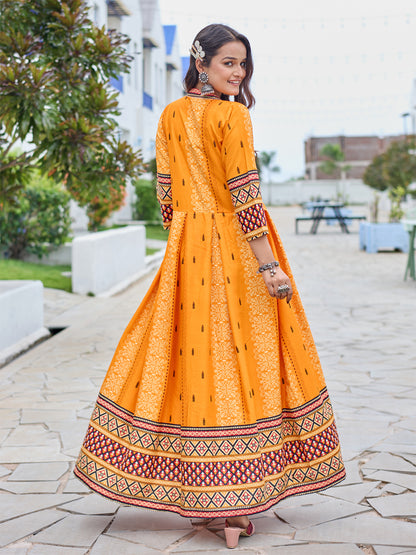 Orange Pure Soft Rayon Print With Embroidery Work Kurti 