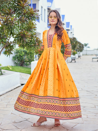 Orange Pure Soft Rayon Print With Embroidery Work Kurti 