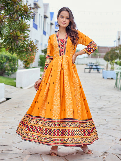 Orange Pure Soft Rayon Print With Embroidery Work Kurti 