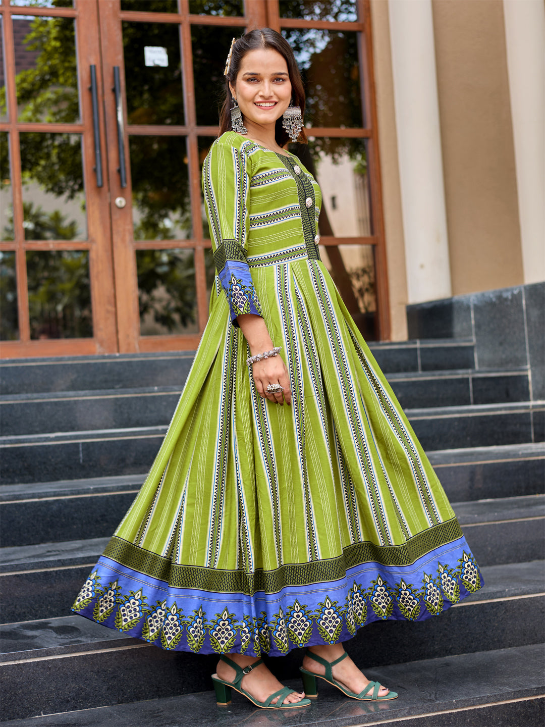 Parrot Pure Soft Rayon Print With Embroidery Work Kurti 