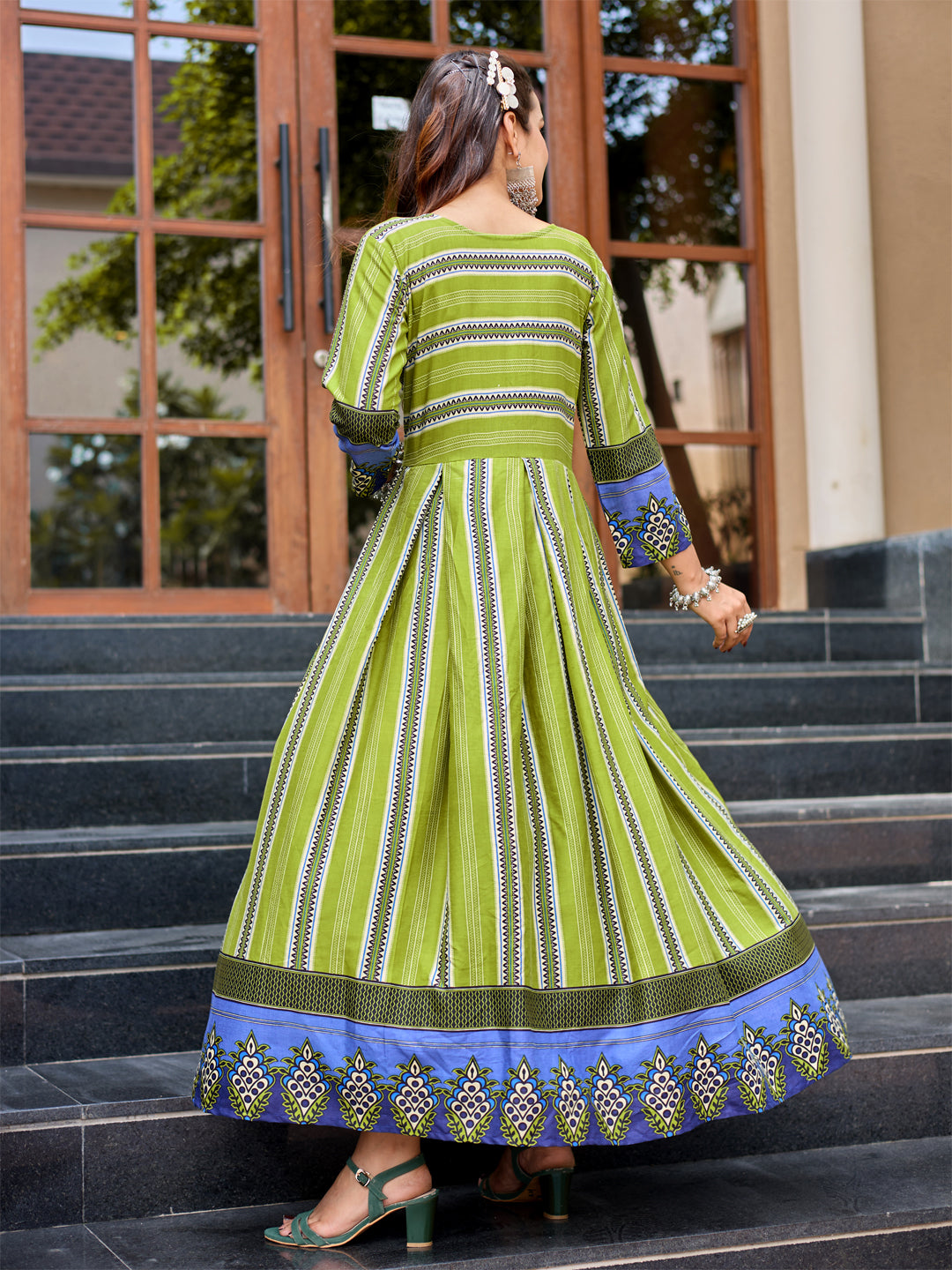 Parrot Pure Soft Rayon Print With Embroidery Work Kurti 