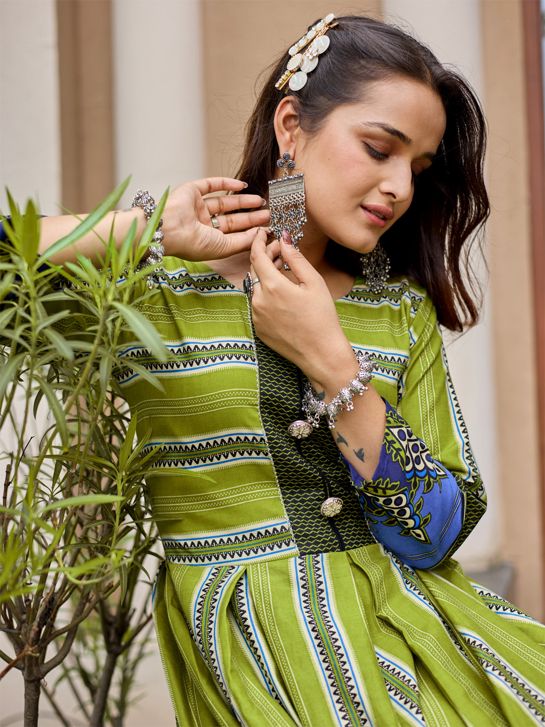 Parrot Pure Soft Rayon Print With Embroidery Work Kurti 